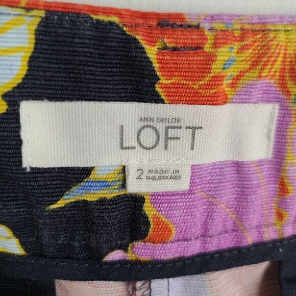 LOFT The Riviera Red Orange Purple Cotton Shorts Size 2 - Picture 7 of 7